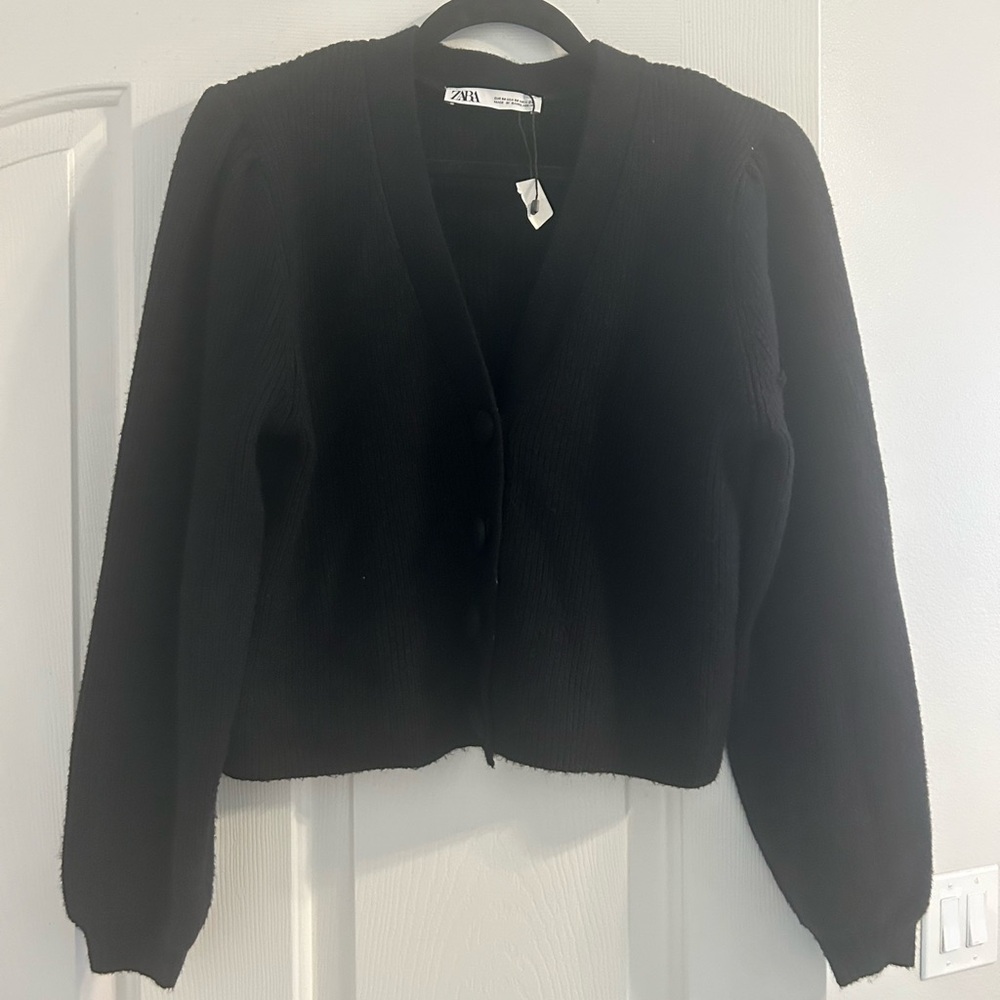 Zara Black Knit Cardigan with black buttons
